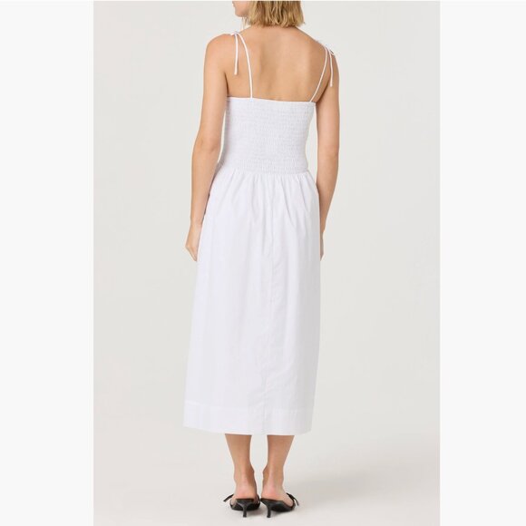 NWT ASTR the Label Drop Waist Smocked Midi Dress Medium, WHITE - Picture 5 of 9